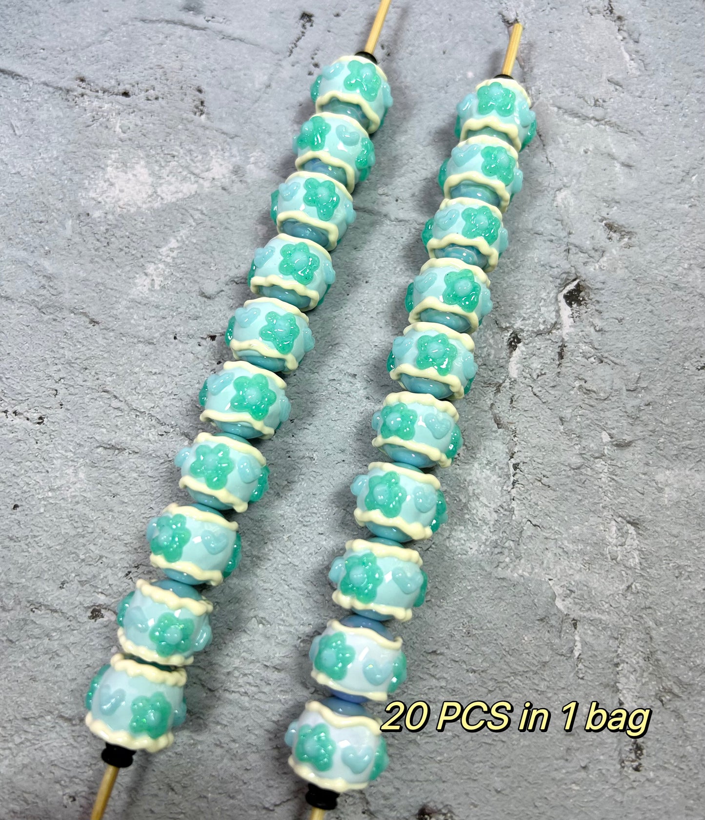 Heavy HandPainted Beads Jelly Blue Pastel Soft Color Can make keychain jewelry