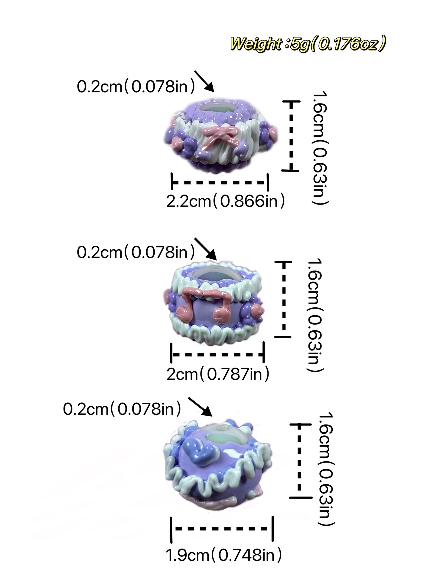 Heavy HandPainted Beads Purple White Pastel Soft Color Cute Can make keychain jewelry