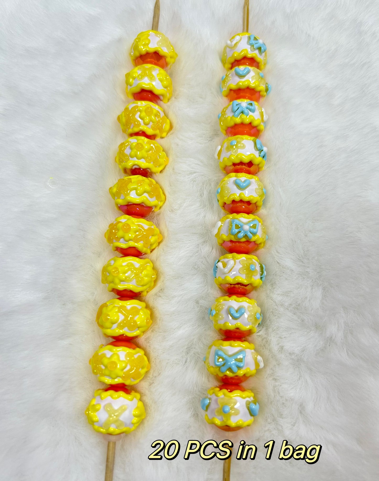 Heavy HandPainted Beads Jelly Yellow Pastel Soft Color Can make keychain jewelry