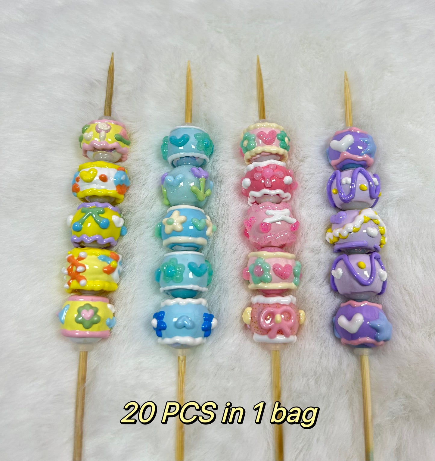 Heavy HandPainted Beads Mix Pastel Soft Color Cute Fruits Can make keychain jewelry