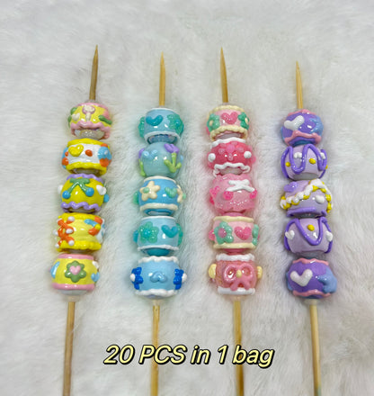 Heavy HandPainted Beads Mix Pastel Soft Color Cute Fruits Can make keychain jewelry