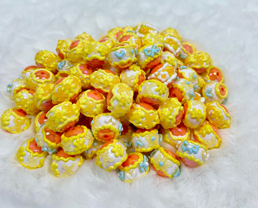 Heavy HandPainted Beads Jelly Yellow Pastel Soft Color Can make keychain jewelry