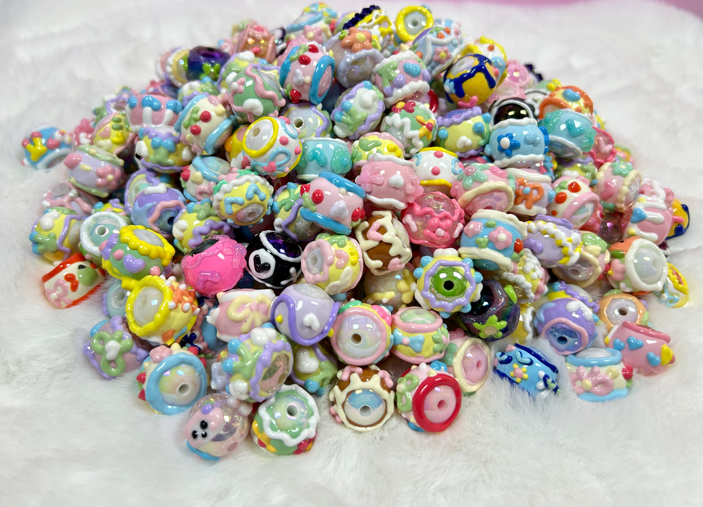 Heavy HandPainted Beads Mix Pastel Soft Color Cute Fruits Can make keychain jewelry