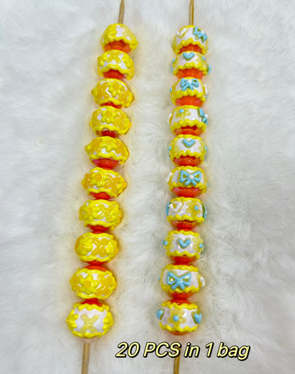 Heavy HandPainted Beads Jelly Yellow Pastel Soft Color Can make keychain jewelry