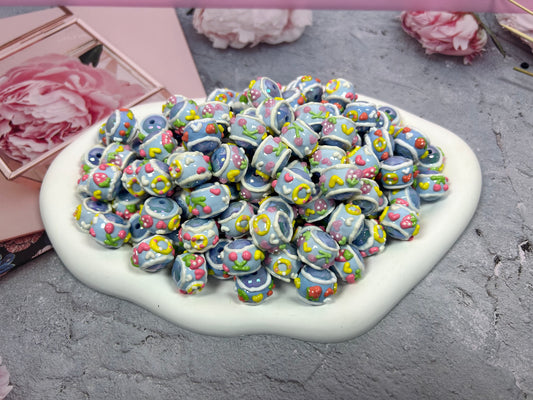 Heavy HandPainted Beads Blue Pastel Soft ColorFruits Can make keychain jewelry