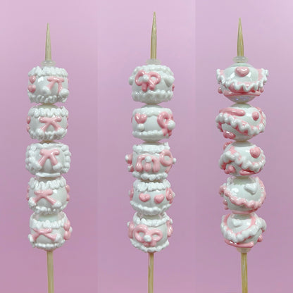 Heavy HandPainted Beads White Pink Pastel Soft Color Random 15 Pcs Can make keychain jewelry